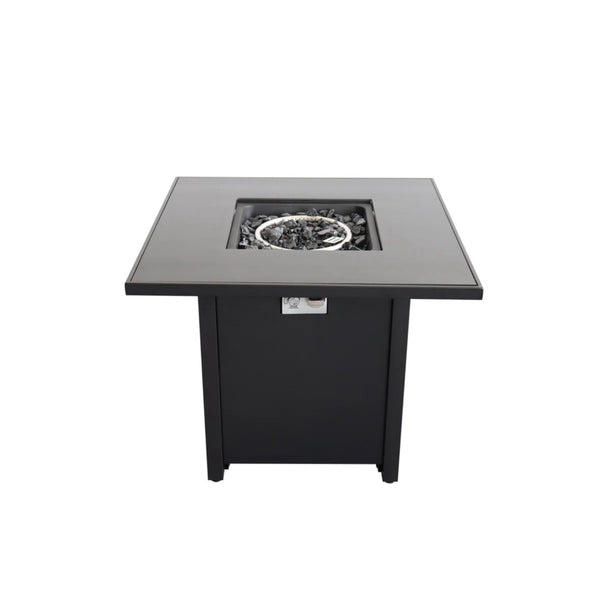 HomeRoots 50000 BTU Black Steel Propane Fire Pit Table with Cover - Stylish, Durable, and Adjustable Flame Control 714314