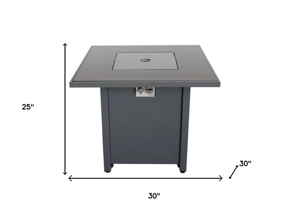 HomeRoots 50000 BTU Black Steel Propane Fire Pit Table - Stylish, Adjustable Flame for Cozy Outdoor Gatherings 714315