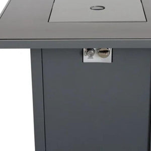 HomeRoots 50000 BTU Black Steel Square Propane Fire Pit Table with Spark Screen & Weather Cover for Patios 714316