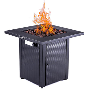 HomeRoots 50000 BTU Gray Concrete Propane Fire Pit Table - Stylish, Durable, Adjustable Flame & Cover Included 714317