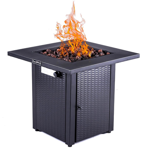 HomeRoots 50000 BTU Gray Concrete Propane Fire Pit Table - Stylish, Durable, Adjustable Flame & Cover Included 714317