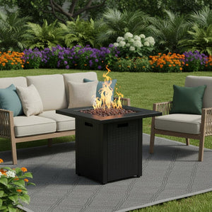 HomeRoots 50000 BTU Gray Concrete Propane Fire Pit Table - Stylish, Durable, Adjustable Flame & Cover Included 714317