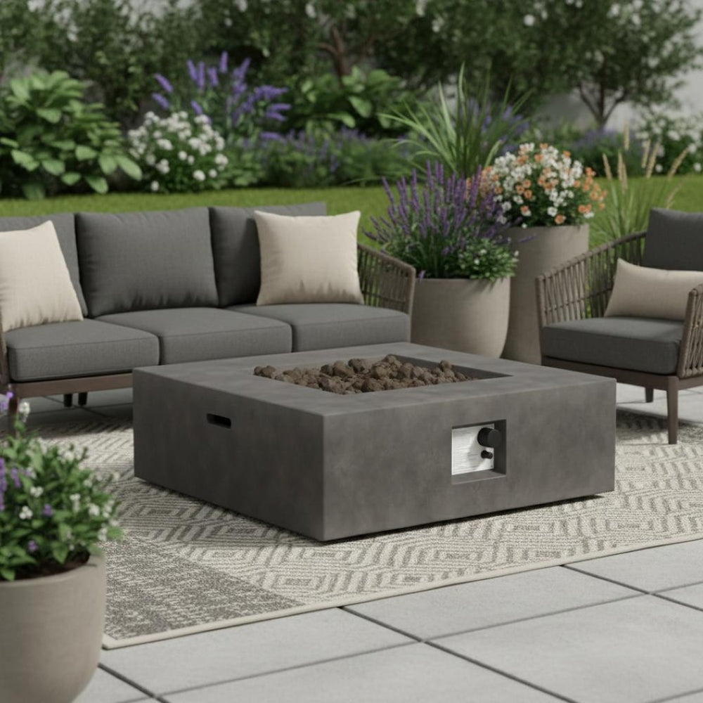 HomeRoots 50000 BTU Espresso Aluminum & Wicker Round Propane Fire Pit Table with Cover for Cozy Gatherings 714318