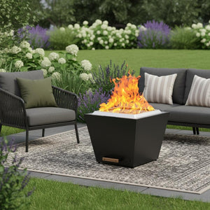 HomeRoots 50000 BTU Square Wood Burning Fire Pit - Durable Stainless Steel, Modern Design with Cover & Spark Screen 714320