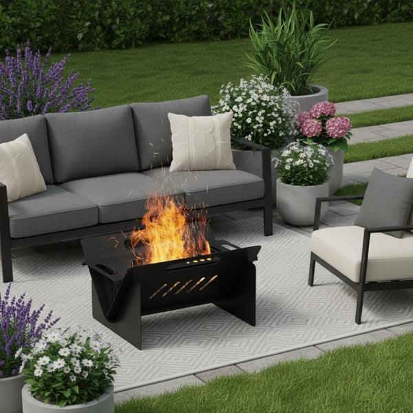 HomeRoots 50000 BTU Square Black Metal Propane Fire Pit Table – Stylish, Durable & Perfect for Outdoor Gatherings 714322