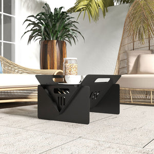HomeRoots 50000 BTU Square Black Metal Propane Fire Pit Table – Stylish, Durable & Perfect for Outdoor Gatherings 714322