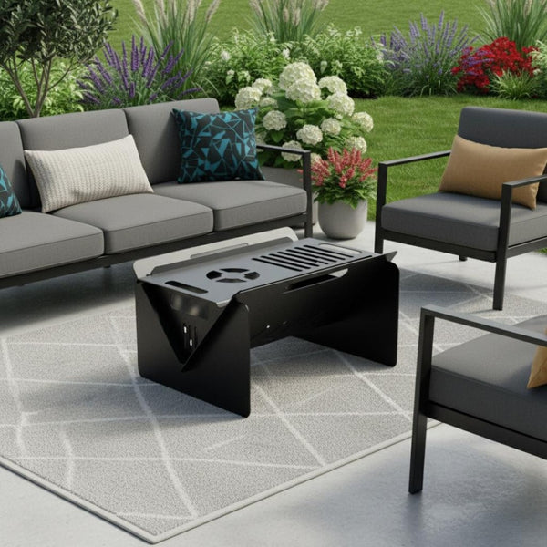 HomeRoots 50000 BTU Square Black Metal Propane Fire Pit Table – Stylish, Durable & Perfect for Outdoor Gatherings 714322
