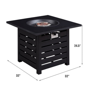 HomeRoots 40000 BTU Square Fire Pit Table in Brown Iron - Versatile Outdoor Centerpiece with Cover & Adjustable Flame 714323