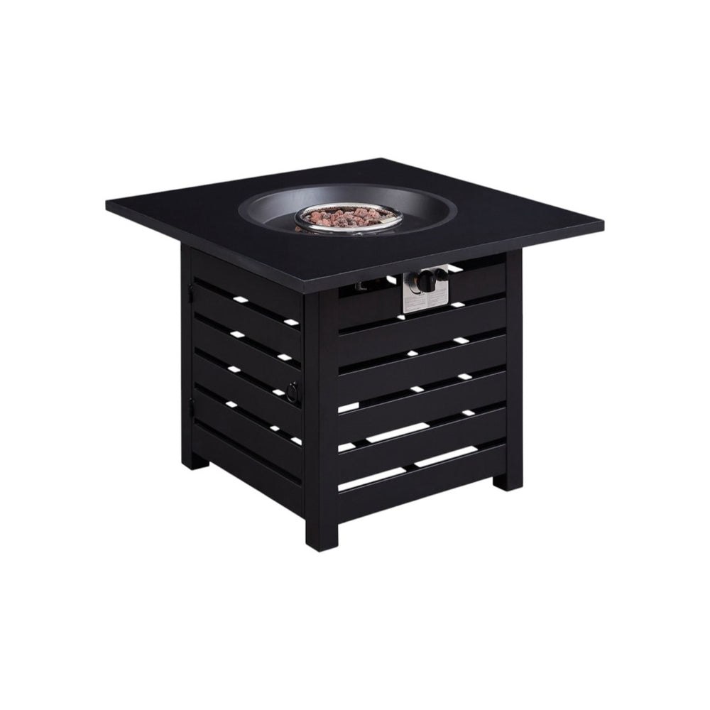 HomeRoots 40000 BTU Square Fire Pit Table in Brown Iron - Versatile Outdoor Centerpiece with Cover & Adjustable Flame 714323