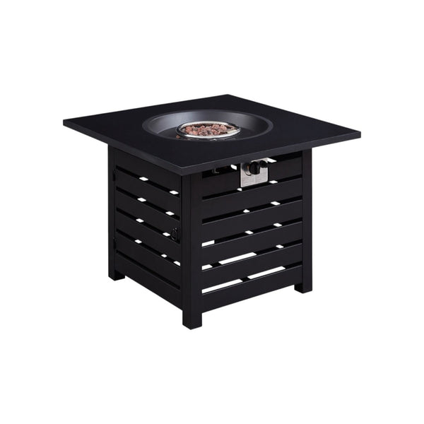 HomeRoots 40000 BTU Square Fire Pit Table in Brown Iron - Versatile Outdoor Centerpiece with Cover & Adjustable Flame 714323