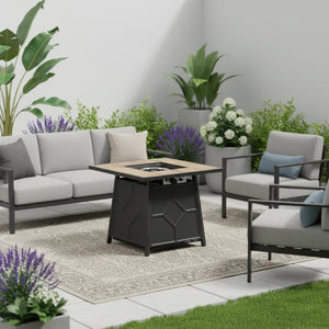 HomeRoots 40000 BTU Gray Iron Propane Fire Pit Table - Perfect for Cozy Outdoor Evenings with Cover Included! 714324