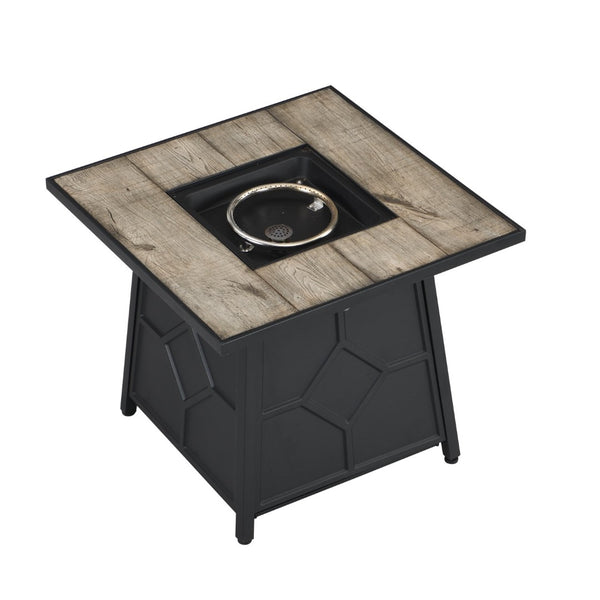 HomeRoots 50000 BTU Black Steel Propane Fire Pit Table - Stylish Square Design for Outdoor Gatherings & Warmth 714325