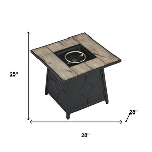 HomeRoots 50000 BTU Black Steel Propane Fire Pit Table - Stylish Square Design for Outdoor Gatherings & Warmth 714325