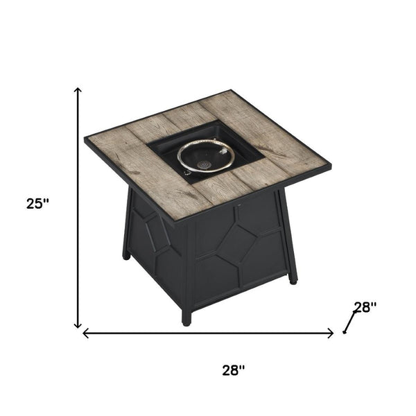 HomeRoots 50000 BTU Black Steel Propane Fire Pit Table - Stylish Square Design for Outdoor Gatherings & Warmth 714325