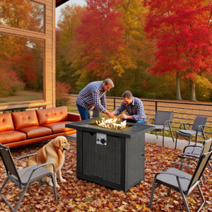 HomeRoots 50000 BTU Bronze Steel Rectangular Wood Burning Pagoda with Cover for Outdoor Ambiance & Warmth 714326