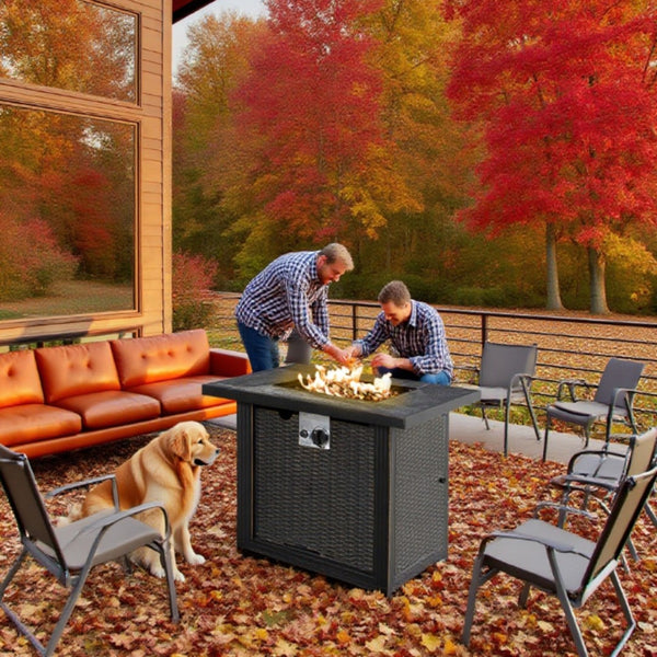 HomeRoots 50000 BTU Bronze Steel Rectangular Wood Burning Pagoda with Cover for Outdoor Ambiance & Warmth 714326