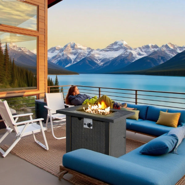 HomeRoots 50000 BTU Bronze Steel Rectangular Wood Burning Pagoda with Cover for Outdoor Ambiance & Warmth 714326