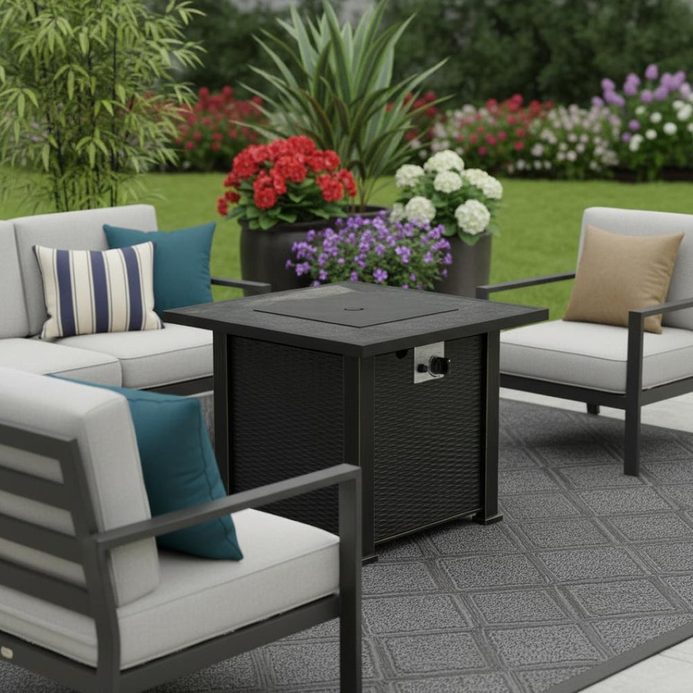 HomeRoots 50000 BTU Bronze Steel Rectangular Wood Burning Pagoda with Cover for Outdoor Ambiance & Warmth 714326