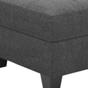 HomeRoots 26" Stylish Tufted Storage Ottoman with Soft Upholstery and Solid Wood Base for Modern Living Spaces Line Blue 714329