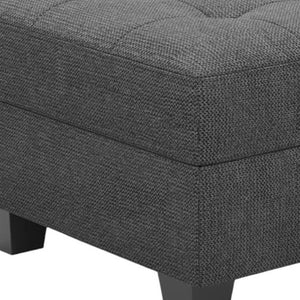 HomeRoots 26" Stylish Tufted Storage Ottoman with Soft Upholstery and Solid Wood Base for Modern Living Spaces Line Blue 714329