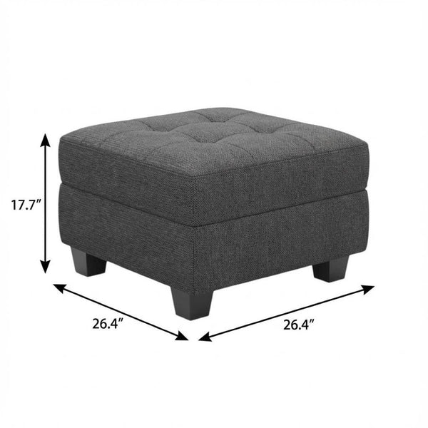 HomeRoots 26" Stylish Tufted Storage Ottoman with Soft Upholstery and Solid Wood Base for Modern Living Spaces Line Blue 714329