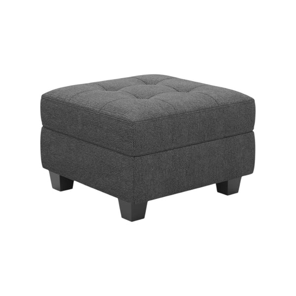 HomeRoots 26" Stylish Tufted Storage Ottoman with Soft Upholstery and Solid Wood Base for Modern Living Spaces Line Blue 714329