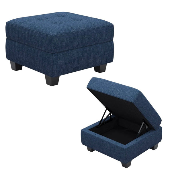 HomeRoots 26" Stylish Tufted Storage Ottoman with Soft Upholstery and Solid Wood Base for Modern Living Spaces Line Light Gray 714330