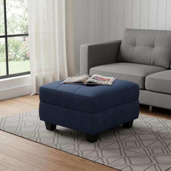 HomeRoots 26" Stylish Tufted Storage Ottoman with Soft Upholstery and Solid Wood Base for Modern Living Spaces Line Light Gray 714330