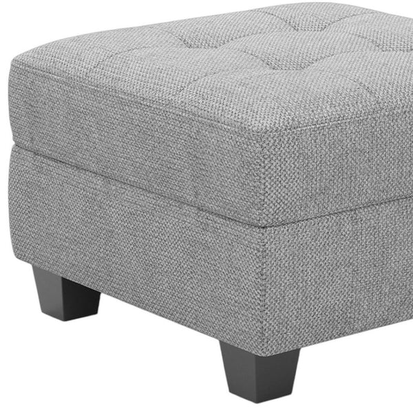 HomeRoots 26" Chic Storage Ottoman with Button-Tufted Top, Durable Wood Feet, Perfect for Modern Living Spaces Microfiber Dark Teal 714331