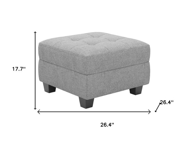 HomeRoots 26" Chic Storage Ottoman with Button-Tufted Top, Durable Wood Feet, Perfect for Modern Living Spaces Microfiber Dark Teal 714331