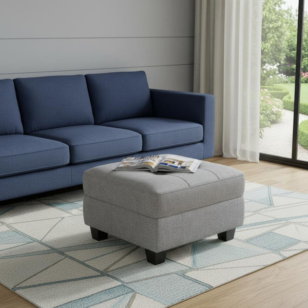 HomeRoots 26" Chic Storage Ottoman with Button-Tufted Top, Durable Wood Feet, Perfect for Modern Living Spaces Microfiber Dark Teal 714331