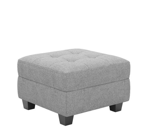 HomeRoots 26" Chic Storage Ottoman with Button-Tufted Top, Durable Wood Feet, Perfect for Modern Living Spaces Microfiber Dark Teal 714331