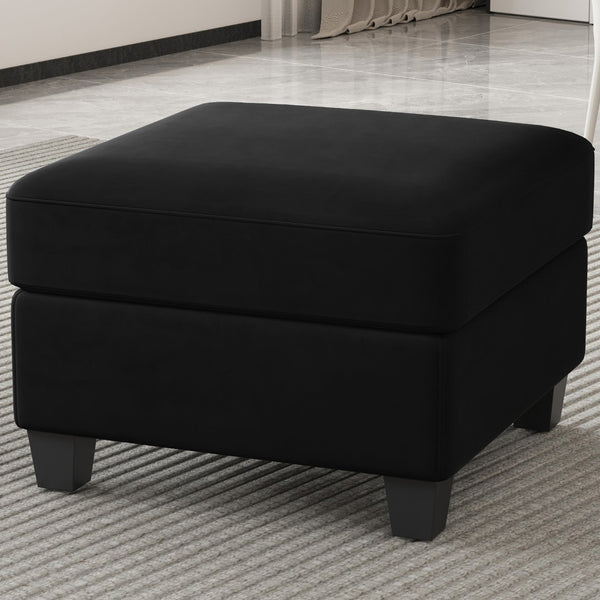 HomeRoots 25" Stylish Storage Ottoman - Elegant Seating & Hidden Compartment for Modern Living Room Décor Velvet Beige 714333