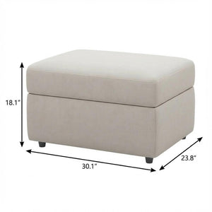 HomeRoots 30" Stylish Storage Ottoman - Versatile Seating with Hidden Space for Living Room Convenience and Elegance Chenille Beige 714337