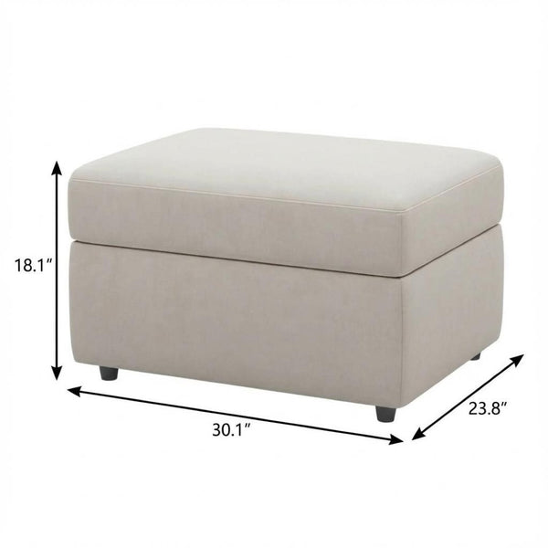 HomeRoots 30" Stylish Storage Ottoman - Versatile Seating with Hidden Space for Living Room Convenience and Elegance Chenille Beige 714337