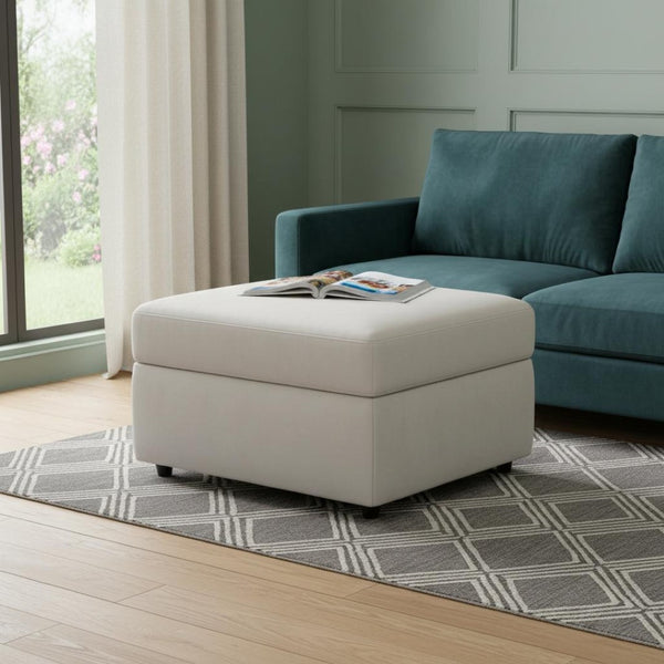 HomeRoots 30" Stylish Storage Ottoman - Versatile Seating with Hidden Space for Living Room Convenience and Elegance Chenille Beige 714337