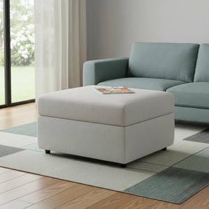 HomeRoots 30" Stylish Storage Ottoman - Versatile Seating with Hidden Space for Living Room Convenience and Elegance Chenille Light Gray 714338