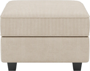 HomeRoots 26" Chic Storage Ottoman with Button-Tufted Top, Durable Wood Feet, Perfect for Modern Living Spaces Corduroy Black 714340