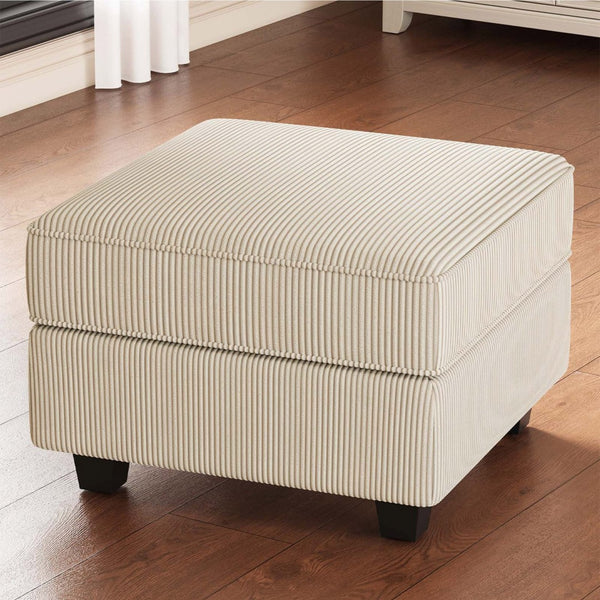 HomeRoots 26" Chic Storage Ottoman with Button-Tufted Top, Durable Wood Feet, Perfect for Modern Living Spaces Corduroy Black 714340