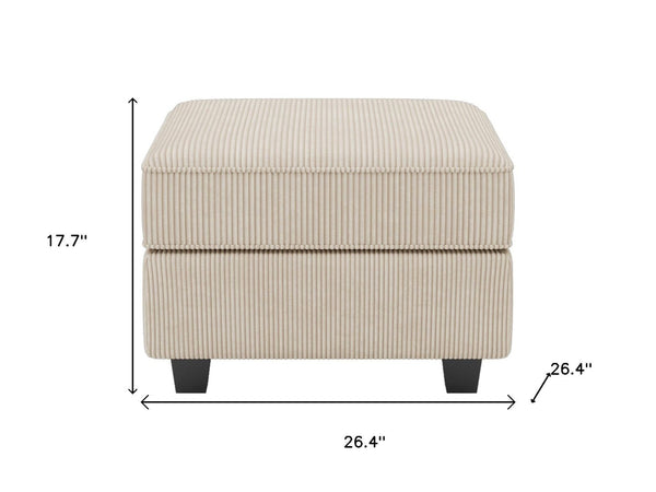 HomeRoots 26" Chic Storage Ottoman with Button-Tufted Top, Durable Wood Feet, Perfect for Modern Living Spaces Corduroy Black 714340