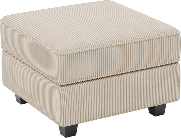 HomeRoots 26" Chic Storage Ottoman with Button-Tufted Top, Durable Wood Feet, Perfect for Modern Living Spaces Corduroy Black 714340