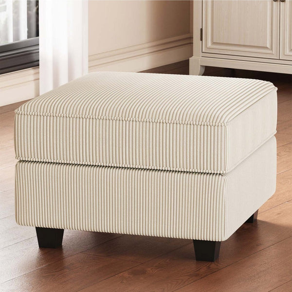 HomeRoots 26" Chic Storage Ottoman with Button-Tufted Top, Durable Wood Feet, Perfect for Modern Living Spaces Corduroy Black 714340