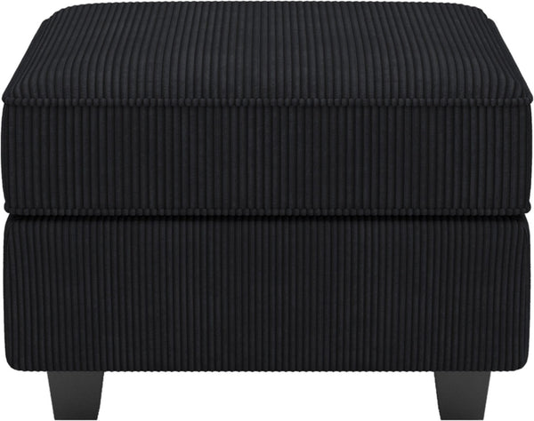 HomeRoots 26" Chic Storage Ottoman with Button-Tufted Top, Durable Wood Feet, Perfect for Modern Living Spaces Corduroy Blue 714341