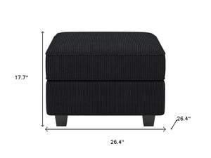 HomeRoots 26" Chic Storage Ottoman with Button-Tufted Top, Durable Wood Feet, Perfect for Modern Living Spaces Corduroy Blue 714341