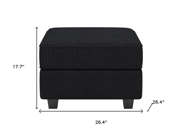 HomeRoots 26" Chic Storage Ottoman with Button-Tufted Top, Durable Wood Feet, Perfect for Modern Living Spaces Corduroy Blue 714341