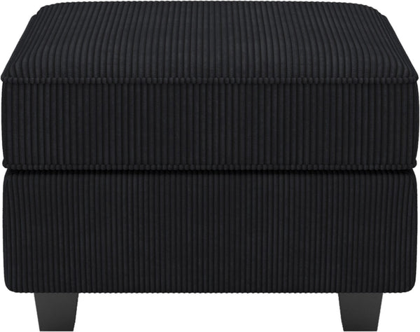 HomeRoots 26" Chic Storage Ottoman with Button-Tufted Top, Durable Wood Feet, Perfect for Modern Living Spaces Corduroy Blue 714341