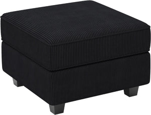 HomeRoots 26" Chic Storage Ottoman with Button-Tufted Top, Durable Wood Feet, Perfect for Modern Living Spaces Corduroy Blue 714341