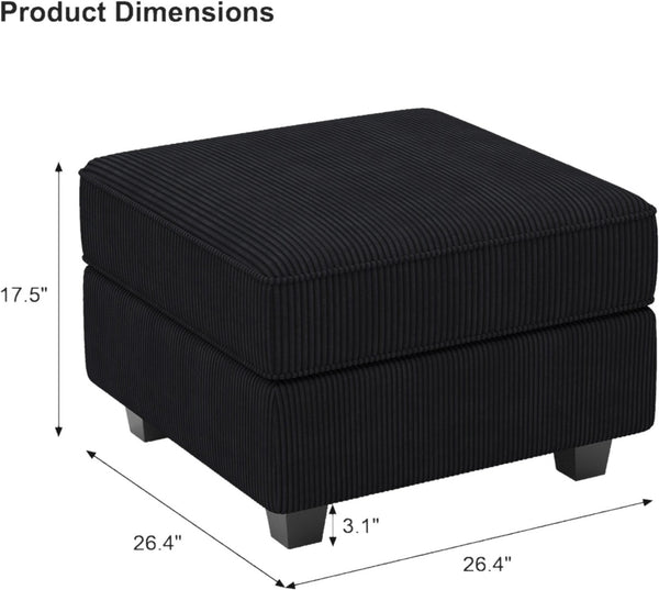 HomeRoots 26" Chic Storage Ottoman with Button-Tufted Top, Durable Wood Feet, Perfect for Modern Living Spaces Corduroy Blue 714341