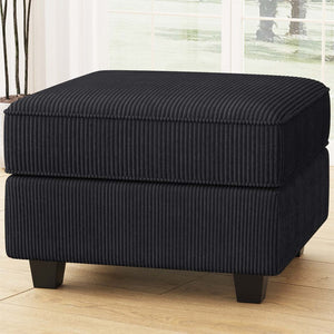 HomeRoots 26" Chic Storage Ottoman with Button-Tufted Top, Durable Wood Feet, Perfect for Modern Living Spaces Corduroy Blue 714341