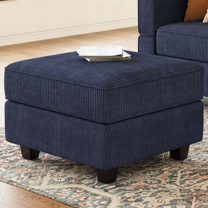 HomeRoots 26" Chic Storage Ottoman with Button-Tufted Top, Durable Wood Feet, Perfect for Modern Living Spaces Corduroy Green 714342